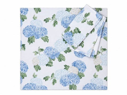 Blue Hydrangea and Stripe Napkin Set