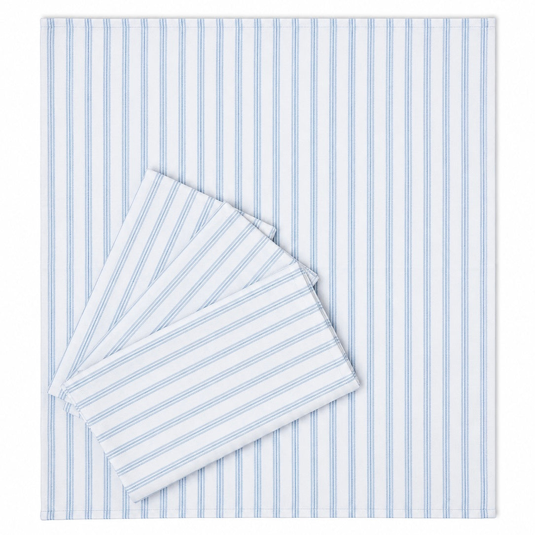 Blue Hydrangea and Stripe Napkin Set