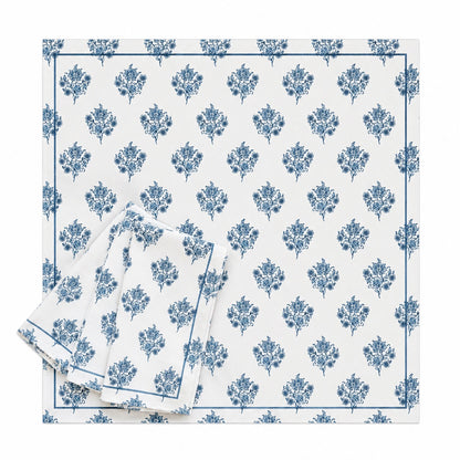 Blue Bouquet and Stripe Napkin Set